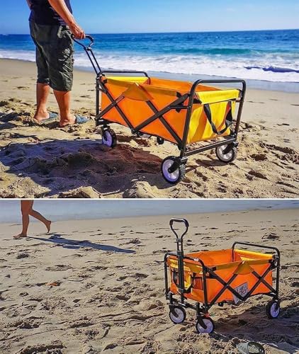 Carro plegable para jardín DUANZEYUQA con capacidad de 60 Kg y ruedas con freno, color rojo miniatura 5