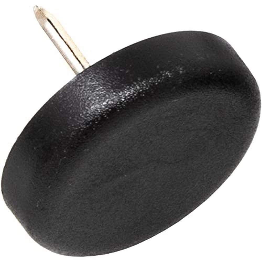 Adsamm Black Adsamm® / 32 X Glides In Plastic With Nail | Ø 0,98'' (Ø 25 Mm) | | Round | Premium Quality Furniture Sliders With Nail By Adsamm®