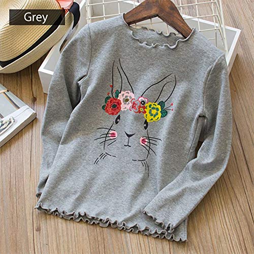 Toddler Little Girls Long Sleeve Cotton T-Shirts Bunny Graphic Top Tee Shirts Ruffle Lettuce Edge 7 Gray3