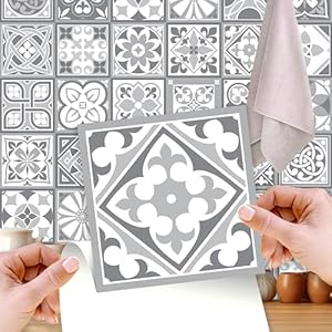 Walplus Tegelstickers Zelfklevende Tegels Schil En Plak Vinyl Decoratie Waterdicht Keuken Vloer Badkamer Woonkamer Kast Purbeck Stone 24 Stks 15 Cm (6 “) Wit Grijs