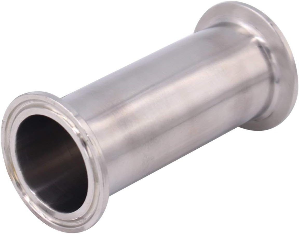 DERNORD Sanitary Spool Tube with Clamp Ends,Stainless Steel 304 Seamless Round Tubing With 1.5 inch Tri Clamp 50.5MM Ferrule Flange (Tube Length: 4 Inch / 102MM)