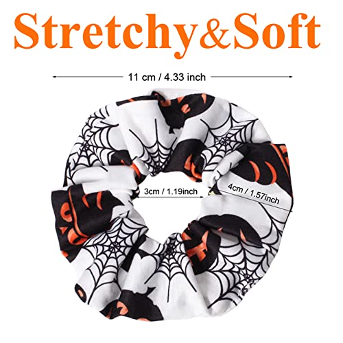 12Pcs Halloween Hair Scrunchies Soft Fall Pumpkin Skull Ghosts Bat Spider Web Hair Ties Scrunchy Elastics Hair Bands Gifts Ponytail Holder Accessories For Women Girls (12Pcs-Halloween) #TOP2