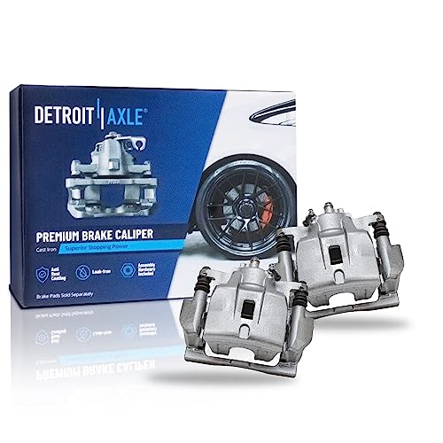 Image of Detroit Axle - Front Rear Drilled Brake Rotors Brakes Pads and 2 Front Calipers for Lexus RX330 RX400h RX350 Toyota Highlander Replacement