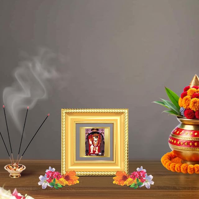 Image of DIVINITI Mehandipur Balaji 24K Gold Plated Foil Tabletop Photo Frame for Home Decor, Puja Room, Luxury Gifting | DG Frame 015 S1A (10x10 CM)