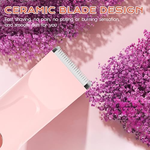XkuiHF Máquina de Afeitar Eléctrica 2 en 1 para Mujer - Depiladora para Bikini, Cuerpo y Cara - Impermeable para Uso en Seco/Mojado - Cortapelos Corporal con Diseño Ergonómico (rosa) - imagen 6