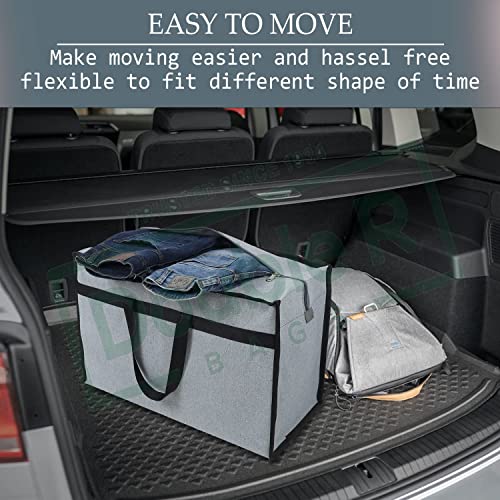 Image of Shibui Heavy Duty Extra Large Storage Bag, Moving Bag Tote, Blanket Clothes Organizer, Comforter, Bedroom closet, Room Essentials (Grey Canvas) (Pack of 2, Black)