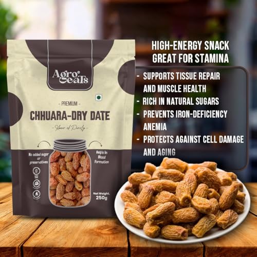Image of AGROEATS DRY DATE CHHUARA - 250g Pack | Sukha Khajur | Kharek | Dry Fruit | Healthy & Nutritious Snack | Rich in Fiber & Energy