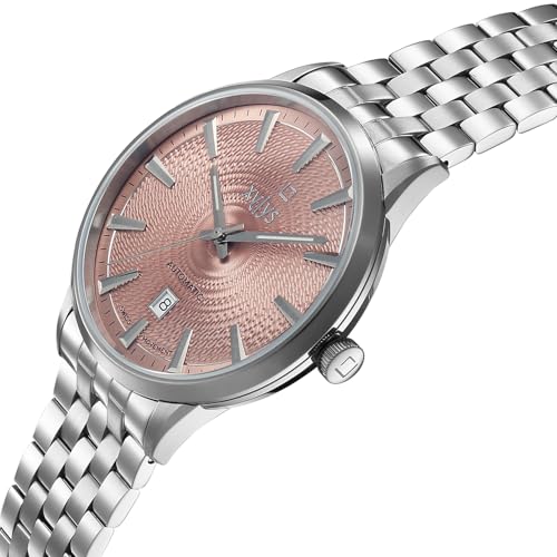 Image of Xylys Waltz-G with Analog with Date Automatic Champagne Dial Silver Leather Strap Watch for Men - 40060SM01E