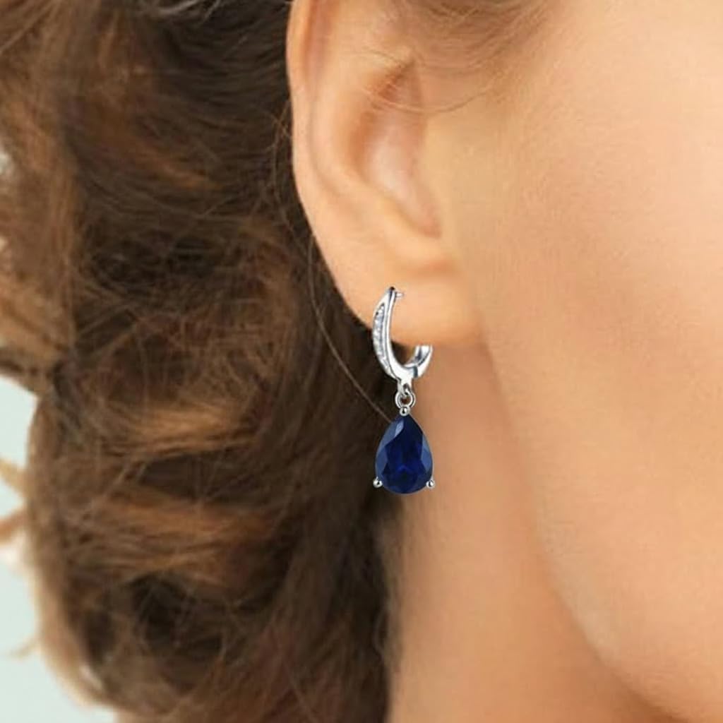 Trendy 14k Gold Plated Huggie Dangle Earrings for Women Round Cut Cubic Zirconia Trendy Drop Dangle Earrings Lightweight Hypoallergenic Gold Jewelry Gifts for Womens - Image 3