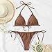 2023 Brown Color Belt Chest Pad No Steel Support Fashion Sexy Tie Split Backless Swimsuit (Khaki, XL)