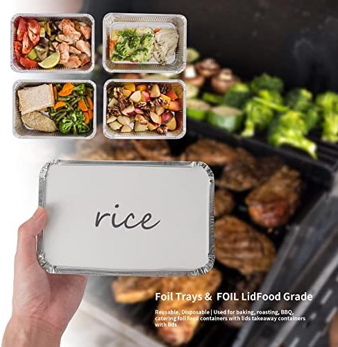 AZKEEGREY 50 Pcs Aluminium Foil Trays with Lids 1000ml, Disposable Foil Food Containers with Lids, Foil Trays Dishes with Lids Foil, Takeaway Containers with Lids for Catering Home
