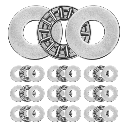 QUARKZMAN 10 Set Cuscinetti a Rullini Assiali Axk1024+2As con Rondelle, Cuscinetto a Rullini in Acciaio Cromato da 10x24x4mm, Classe Precisione P5 (Abec 5)