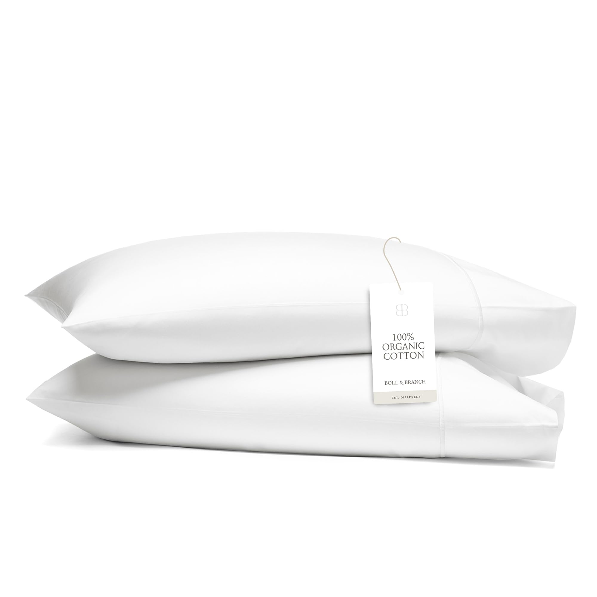 Boll & Branch Signature Hemmed Pillowcase Set - Standard, White - Luxury 100% Organic Cotton - Buttery Soft and Breathable - Softer with Every Wash - 2 Pillowcases Included