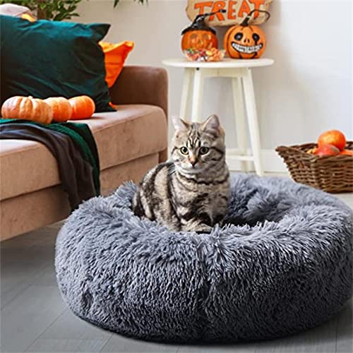 Letto Rotondo per Gatti Caldo Nido di Gatto A Pelo Lungo Morbido Peluche per Cani Cestino Prodotti per Animali Cuscino per Gatti Tappetino per Animali Domestici Gatto Casa-Tea Marrone,70cm,China