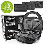 [page_title]-Liebfeld [750W] 3in1 Sandwich Maker (Kontaktgrill, Waffeleisen, Sandwichtoaster) I Sandwichmaker 3 in 1 mit Wechselplatten inkl. Rezeptbuch