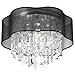 Dainolite Lighting ILL-144FH-PC-815 4-Light Crystal Flush Mount Fixture with Black Laminated Organza Shade