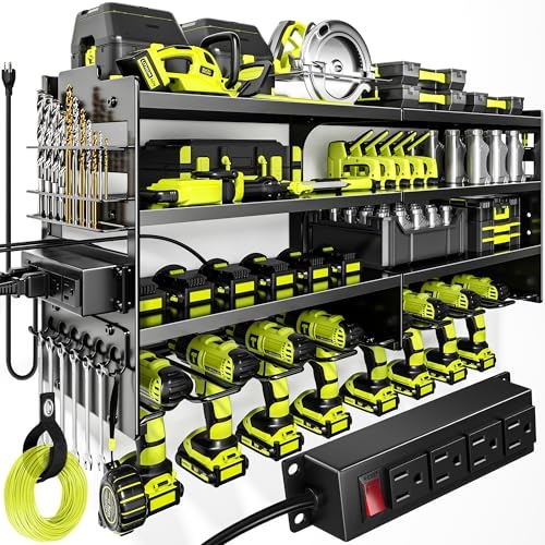 POKIPO Large Power Tool Organizer Wall Mount with Charging Station,4 Layer Heavy Duty Meta... POKIPO Large Power Tool Organizer Wall Mount with Charging Station,4 Layer Heavy Duty Meta...