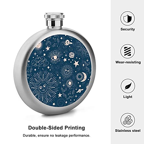 Liquor Hip Flask Stars Sun Moon Flagon Stainless Steel Pocket Drinking Flask Whiskey Flask For Men And Women Festival Gift #TOP2