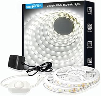 DAYBETTER White LED Strip Light, Dimmable 12M Bright String Lights, 6500K 12V Light Strips, 720 LEDs 2835 Strip Lights for Bedroom, Kitchen, Mirror, Home Decor