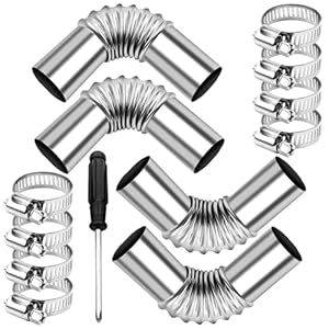Jiavlyx 4 Stück Standheizung Abgasrohr Winkelverbinder, 25mm Auto Edelstahl Abgasrohr, Abgasschlauch Für Stromerzeuger Dieselheizungen, Auto Standheizung Entlüftungsschlauch, Mit 8 Edelstahlklammern