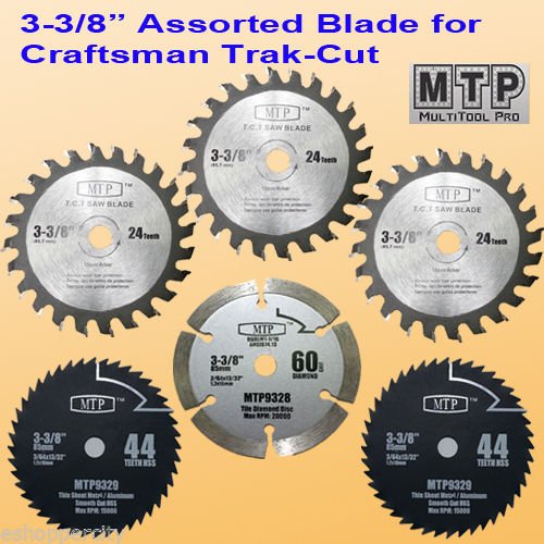 MTP 6X 3-3/8-inch 10mm 3/8" Arbor Carbide Tip/HSS/Diamond Circular Saw Blade fit Craftsman Trak Cut Metal/Wood/Tile/Plastic