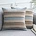 UPOPO 2 Pezzi Copricuscini Lino Cuscini a Righe Cuscino Decorativo Fodere per Lavabile Confezione Quadrati Morbidi Federe Copricuscino Divano Camera da Letto Soggiorno Cerniere 60 x 60 cm Blu Grigio