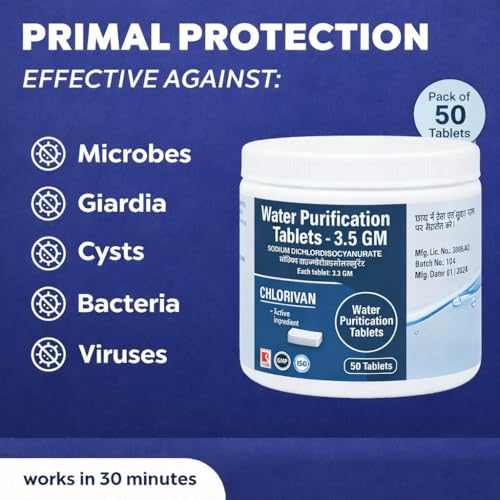 Image of EVERSYS Chlorine Tablets for Water Tank Purification | 50 Tablets for 50,000L | Waters Cleaning Tablet for Safe Drinking Water | Tank Cleaning & Disinfection Tablets for Home Use