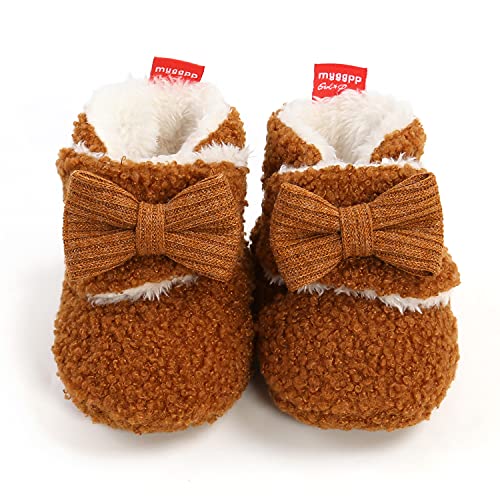 Timatego Newborn Baby Boys Girls Cozy Fleece Booties With Grippers Stay On Slipper Socks Infant Toddler Crib Winter Shoes For Boys Girls (0-6 Monthst Infant 30 Brown #TOP2