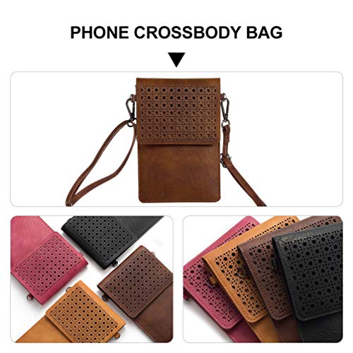 VILLCASE Bolsa de Telefone Celular Bolsa Pequena Carteira de Couro Bolsa Touch Screen Mini Bolsa Cro