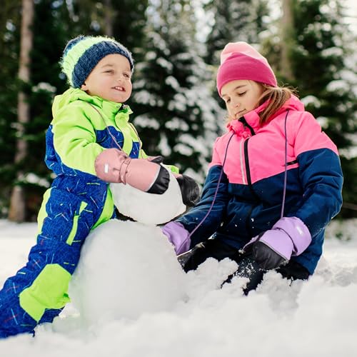 Image of MCTi Kids Mittens Waterproof Winter Ski Warm Sherpa Lined Long Cuff with String