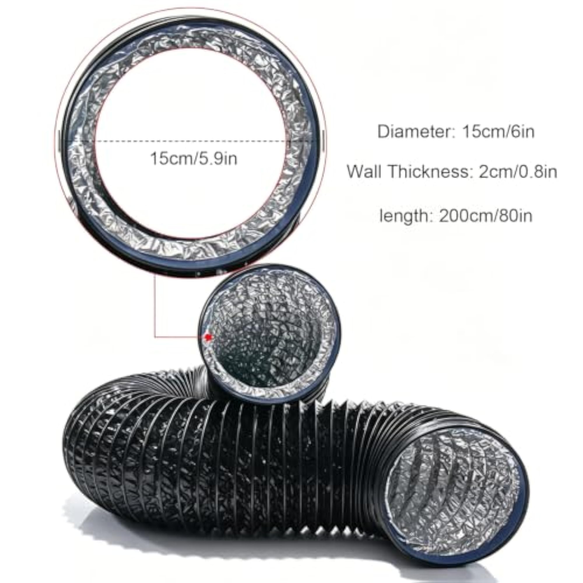 Chimney Pipe 6 Inch, Dryer Vent Hose and Duct for Kitchen Ventilation