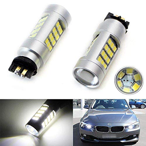 iJDMTOY (2) 6K Xenon White 42SMD PW24W 12182 LED Bulbs Compatible With BMW F30 3 Series Halogen