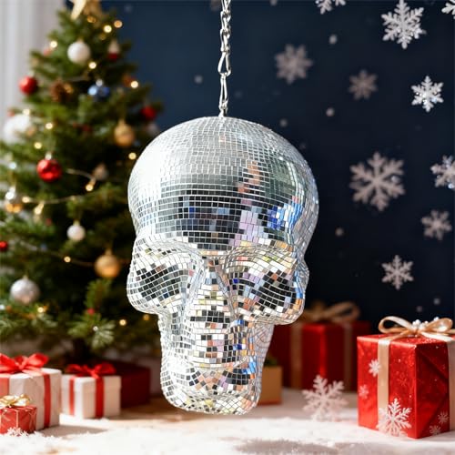 Disco Ball Skull Cabeza Decorativa Colgante 6x6x8 in miniatura 2