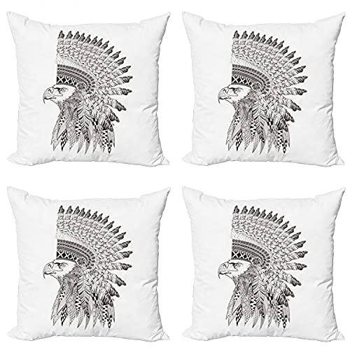 Lunarable Tattoo Decorative Throw Pillow Case Pack of 4, Warrior