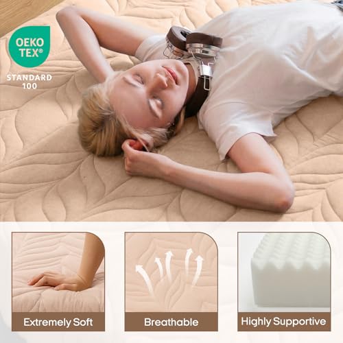 Image of ZonLi Japanese Floor Mattress Futon Mattress King Size, 6 inch Thicken Roll Up Tatami Mat 100% Cotton Washable Cover, Portable & Foldable Floor Bed Mattress for Sleeping, Dormitory, Adult, Coffee
