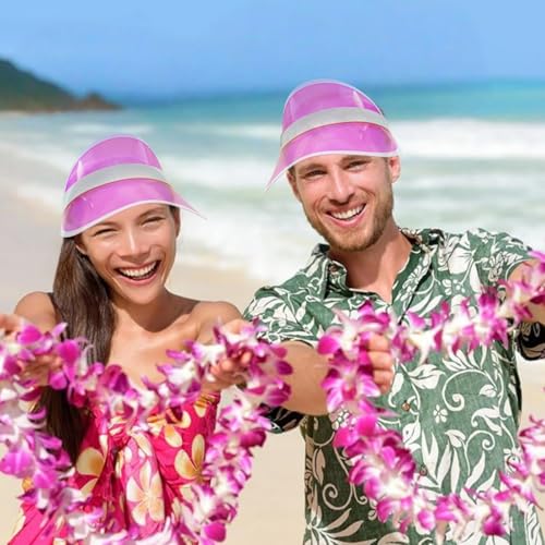 Image of 12 Pack Unisex Sun Visors Plastic Transparent Candy Color Poker Hat for Sports Outdoor Summer Beach Activities
