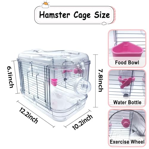 Kathson Small Animal Carry Cage for Hamsters, Gerbils, Mice - Transparent, Portable, Convenient - Image 4