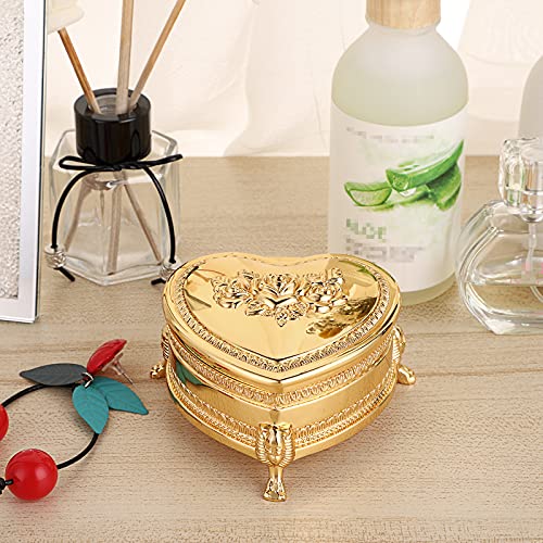 Hipiwe Vintage Metal Jewelry Box With Antique Flower Carved, Small Heart Shape Trinket Organizer Box Earrings Rings Necklace Bracelet Storage Holder, Keepsake Gift Box For Girl And Women #TOP5