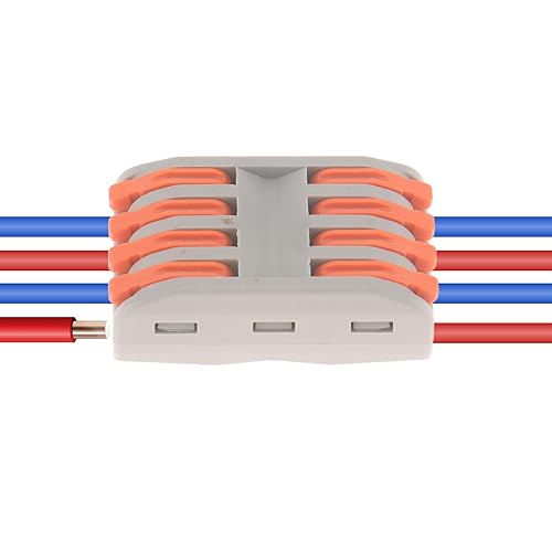 Vista 20 de DIANN Conectores de cable de palanca, empalmes en línea de 3 circuitos, conector de cable eléctrico SPL-3, tuercas de palanca, conectores de alambre