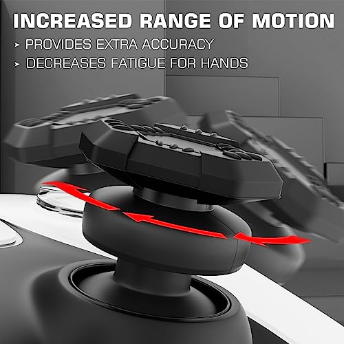 Image of PlayRealm NO FALLING OFF Thumbstick Extender & Silicone Grip Cover 2 Sets for PS5 & PS4 Controller (UFO Black)