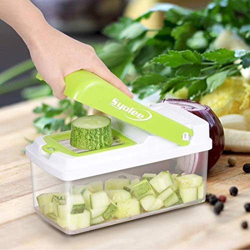 Vegetable Chopper Veggie Fruit Dicer Food Cutter with 3 Interchangeable Blades Perfect for Potato Tomato Onion Carrot Salad Cucumber