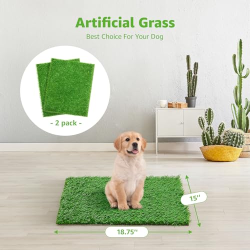 Image of Artificial Dog Grass Pee Pad 18.75 inchx15 inch 2 Pack, Indoor Potty Training Turf