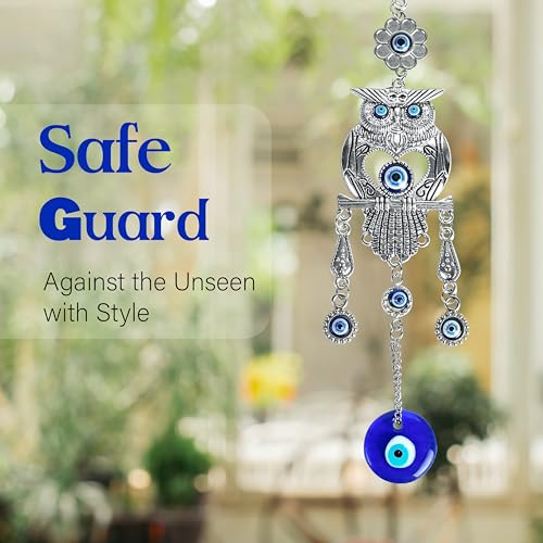 Image of ZAICUS Metal Blue Evil Eye Owl Wall Hanging Protection, Good Luck, and Positive Energy Decor for Home & Office, Spiritual Guardian Symbol for Safety & Harmony, Ideal Gift for Loved Ones