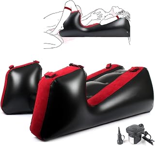 Inflatable Sex Sofa Cushion with Electirc Inflator, PVC Flocked Sex Chair Ramp Furniture with Bondage, Couples Toys Positioning for Deeper Position Support Pillow