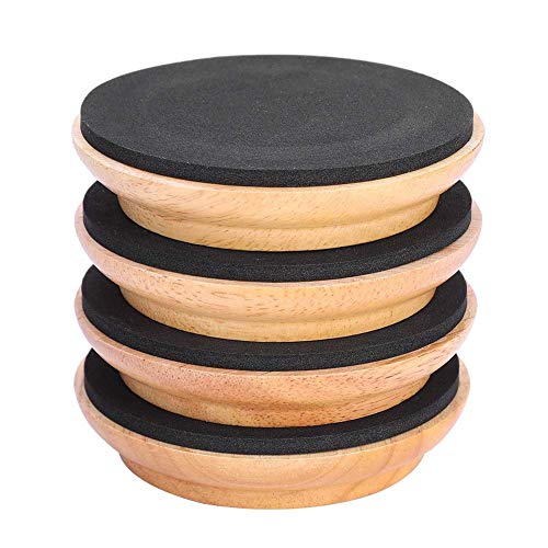 4 STÜCKE Bodenschoner Piano Caster Cups Piano Foot Pads, Runde Buchenholz Piano Caster Cup Fuß Pad Set aufrecht Klavier Caster Cups Zubehör(Wood)