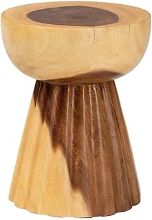 bali & pari Alara Hand-Carved Suar Wood Side Table