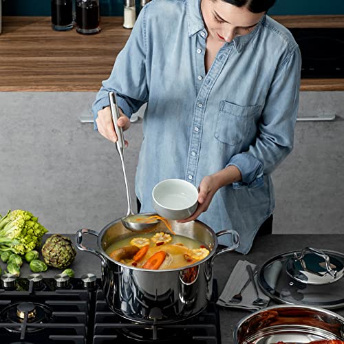 304 Stainless Steel Kitchen Utensils Set, 8 Pcs Metal Cooking Utensils - Small Ladle Spoon, Small Skimmer Spoon, Spatula, Soup Ladle, Skimmer, Slotted Spatula, Spaghetti Spoon, Large Spoon For Serving #TOP6