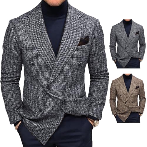 Casaco Masculino de Lapela de Manga Comprida Casual Gola de Lapela Tecido de Poliéster Jaqueta Mascu