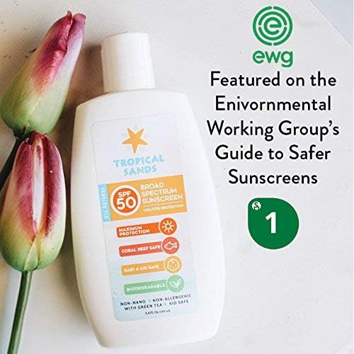 Tropical Sands All Natural SPF 50 Mineral Sunscreen - Biodegradable, Visible Sun Protection - 5.4 Fl Oz