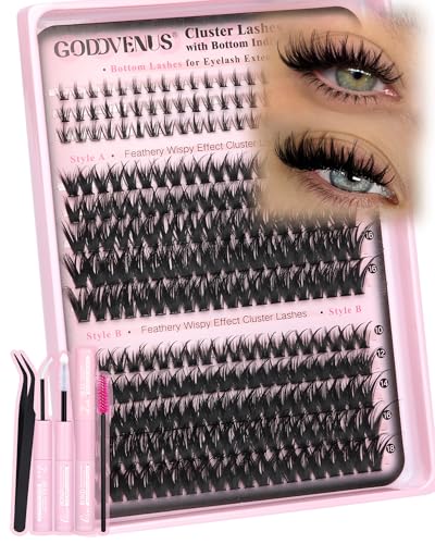 Image of Wispy Eye Lash Clusters Kit Natural Cluster Eyelash Extensions Kit False Eyelash Clusters Fluffy DIY Individual Lash Extensions Kit C Curl